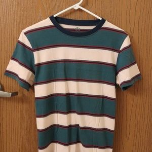 Zine Bonus White, Green & Red Striped T-Shirt